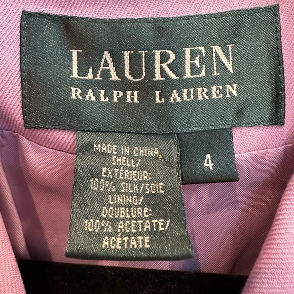 LRL Ralph Lauren Women's Light Lilac Lavender 100% Silk Blazer Jacket Size 4 S - Picture 5 of 13